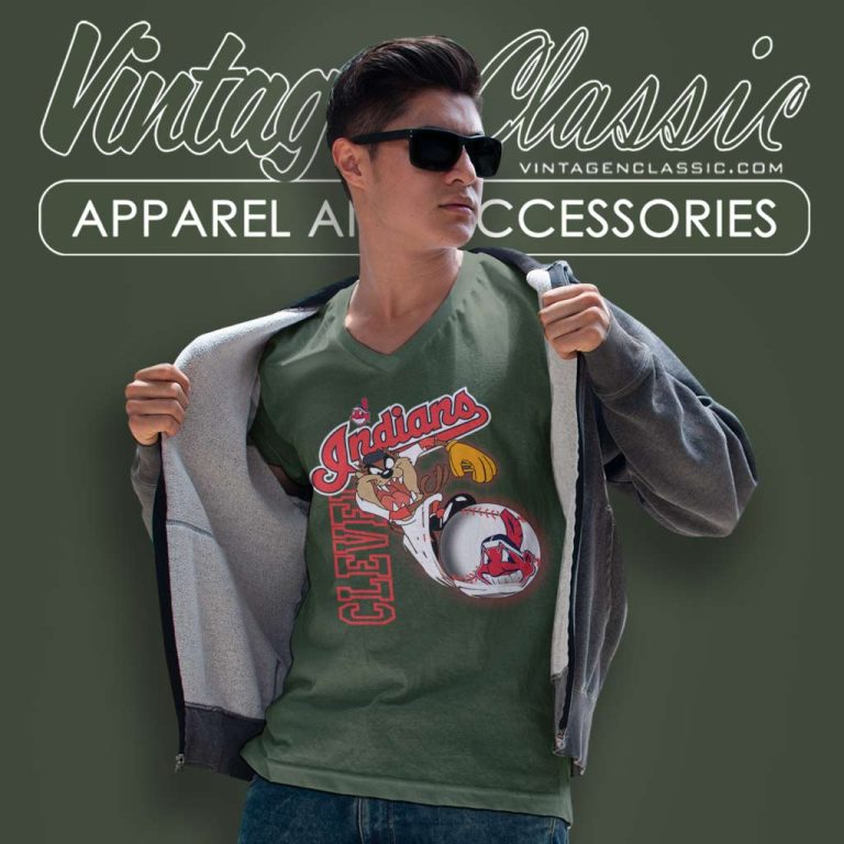 Cleveland Indians Tasmanian Devil Taz V Neck TShirt Cleveland Indians Tasmanian Devil Taz V Neck TShirt