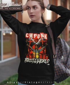 Cm Punk Best In The World Shirt Aew All Elite Wrestling Crate Exclusive Sweatshirt