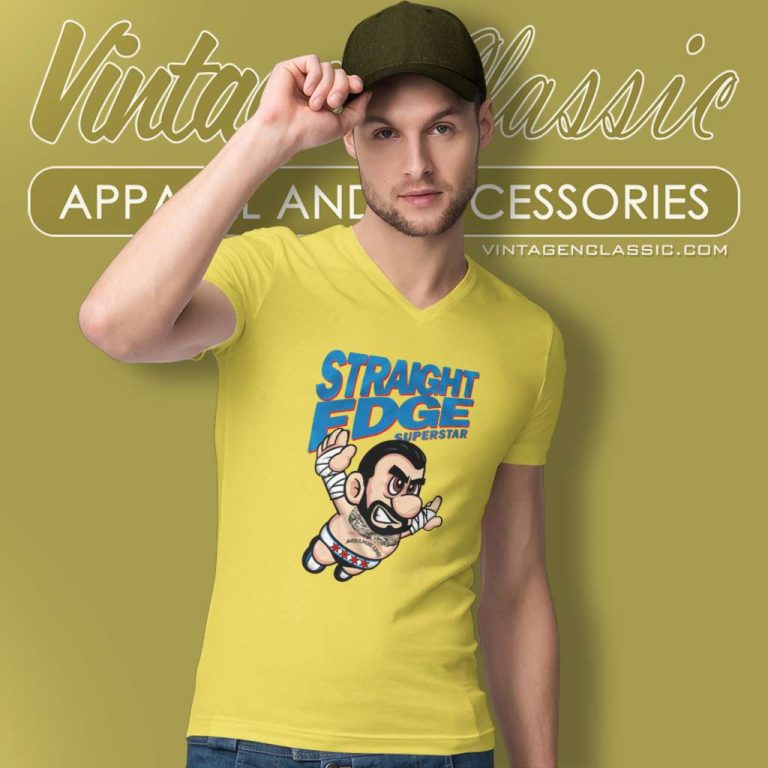 Cm Punk Super Straight Edge V Neck TShirt Cm Punk Super Straight Edge V Neck TShirt