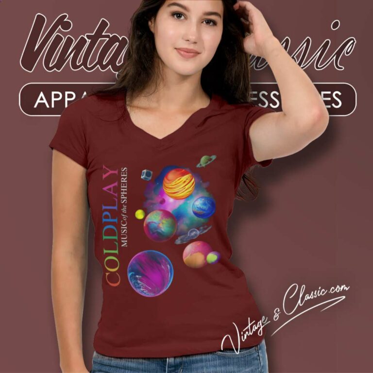 Coldplay Music Of The Spheres Tour 2023 V Neck TShirt Coldplay Music Of The Spheres Tour 2023 V Neck TShirt