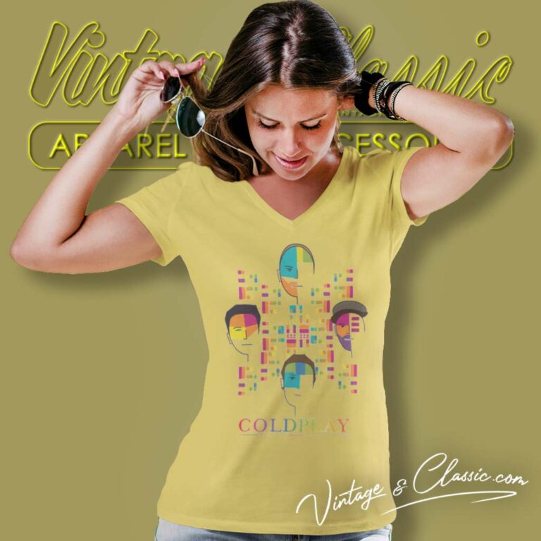 Coldplay Portrait Graphic V Neck TShirt Coldplay Portrait Graphic V Neck TShirt