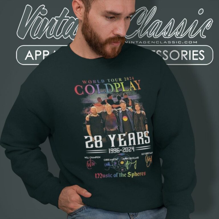 Coldplay Shirt World Tour 2024 28 Years 1996 2024 Music Of The Spheres Signatures Sweatshirt Coldplay Shirt World Tour 2024 28 Years 1996 2024 Music Of The Spheres Signatures Sweatshirt