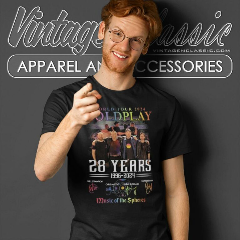 Coldplay Shirt World Tour 2024 28 Years 1996 2024 Music Of The Spheres Signatures T Shirt Coldplay Shirt World Tour 2024 28 Years 1996 2024 Music Of The Spheres Signatures T Shirt