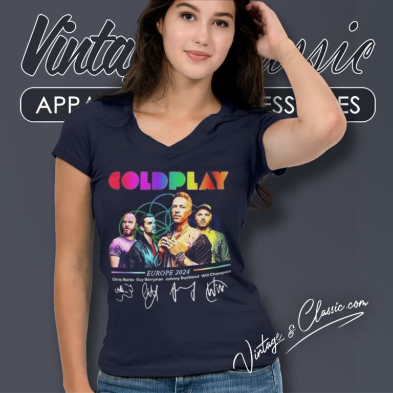 Coldplay Shirt World Tour Europe 2024 V Neck TShirt Coldplay Shirt World Tour Europe 2024 V Neck TShirt