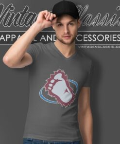 Colorado Avalanche Big Foot Step Logo V Neck TShirt