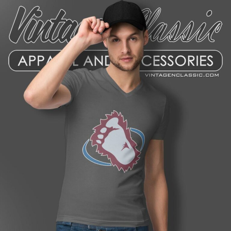 Colorado Avalanche Big Foot Step Logo V Neck TShirt Colorado Avalanche Big Foot Step Logo V Neck TShirt
