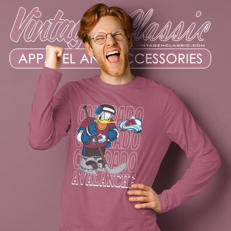 Colorado Avalanche Donald Duck Hockey Shirt Long Sleeve Tee Colorado Avalanche Donald Duck Hockey Shirt Long Sleeve Tee