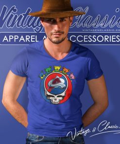 Colorado Avalanche Grateful Dead Steal Your Face Hockey Nhl V Neck TShirt