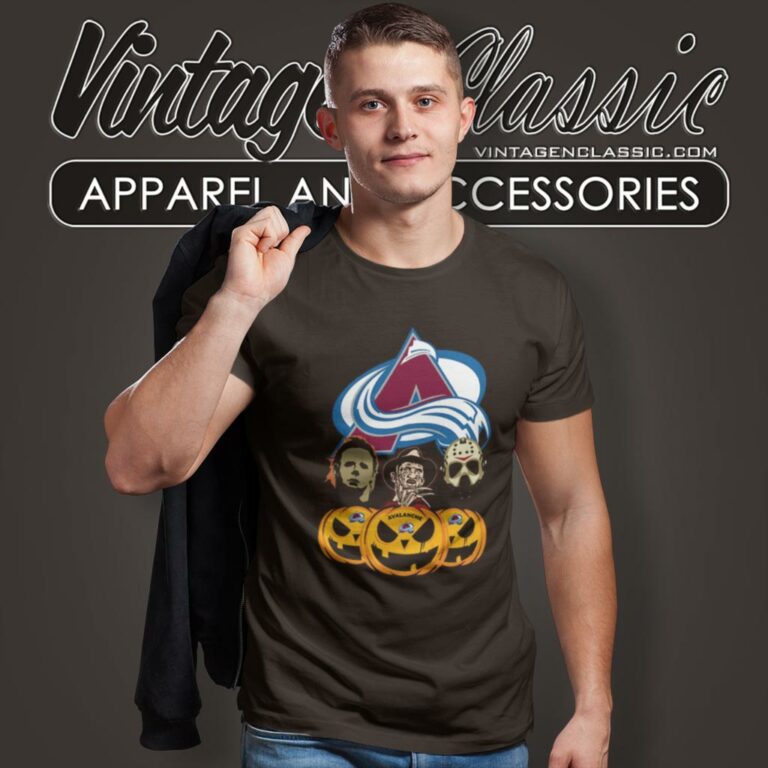 Colorado Avalanche Halloween Horror Movie Pumpkin T Shirt Colorado Avalanche Halloween Horror Movie Pumpkin T Shirt