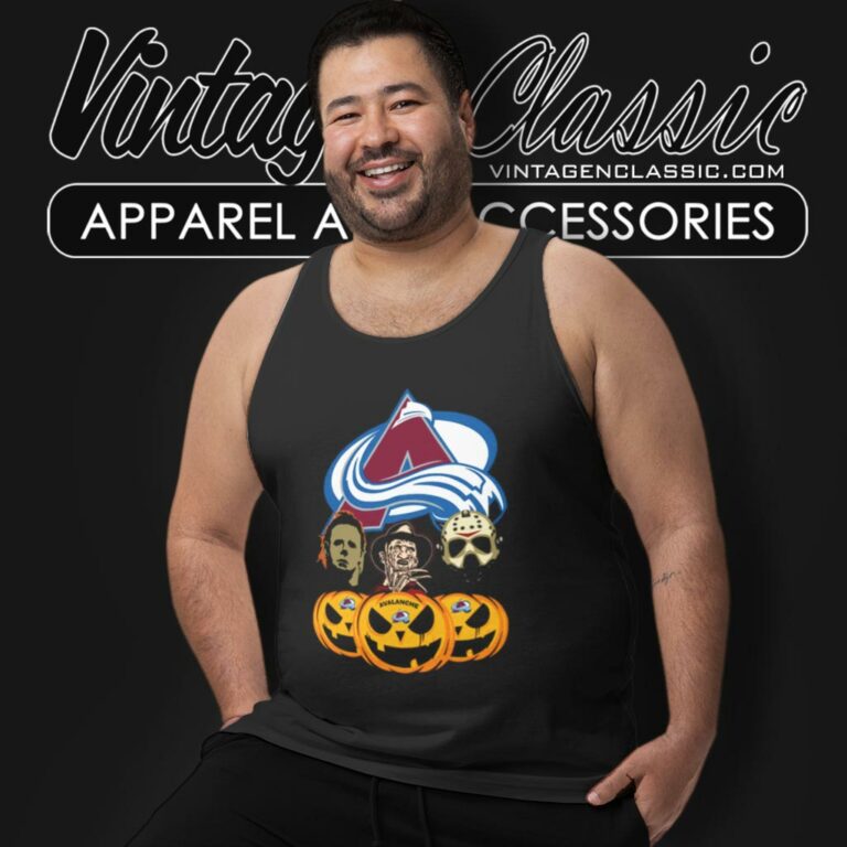 Colorado Avalanche Halloween Horror Movie Pumpkin Tank Top Racerback Colorado Avalanche Halloween Horror Movie Pumpkin Tank Top Racerback