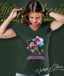 Colorado Avalanche Mickey Mouse Disney Hockey Stanley Cup Champions V Neck TShirt