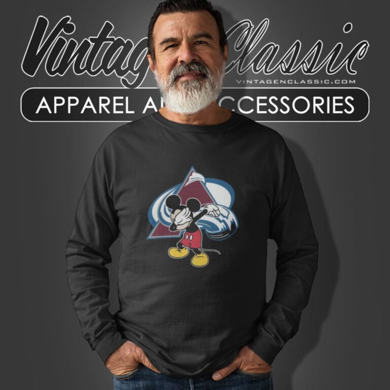 Colorado Avalanche Nhl Hockey Dabbing Mickey Disney Long Sleeve Tee Colorado Avalanche Nhl Hockey Dabbing Mickey Disney Long Sleeve Tee