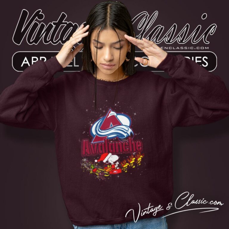 Colorado Avalanche Santa Snoopy And Woodstock Christmas Sweatshirt Colorado Avalanche Santa Snoopy And Woodstock Christmas Sweatshirt
