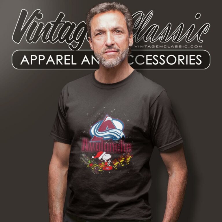 Colorado Avalanche Santa Snoopy And Woodstock Christmas T Shirt Colorado Avalanche Santa Snoopy And Woodstock Christmas T Shirt