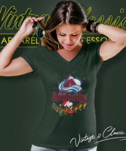 Colorado Avalanche Santa Snoopy And Woodstock Christmas V Neck TShirt