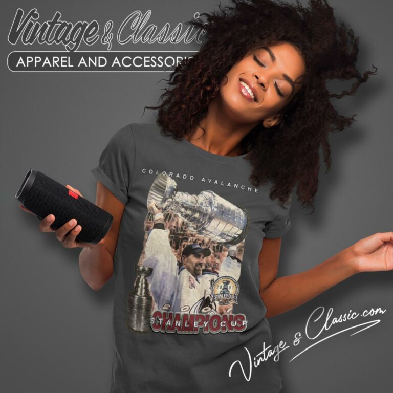 Colorado Avalanche Shirt 2001 Stanley Cup Champions Raymond Bourque Nhl Hockey Women T Shirt Colorado Avalanche Shirt 2001 Stanley Cup Champions Raymond Bourque Nhl Hockey Women T Shirt