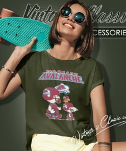 Colorado Avalanche Shirt Charlie Brown Snoopy And Woodstock Road Women T Shirt