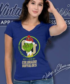 Colorado Buffaloes Ncaa Christmas Grinch Shirt I Hate People But I Love My Colorado V Neck TShirt