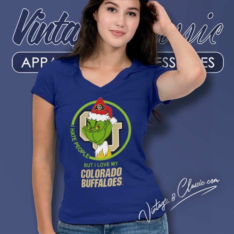 Colorado Buffaloes Ncaa Christmas Grinch Shirt I Hate People But I Love My Colorado V Neck TShirt Colorado Buffaloes Ncaa Christmas Grinch Shirt I Hate People But I Love My Colorado V Neck TShirt