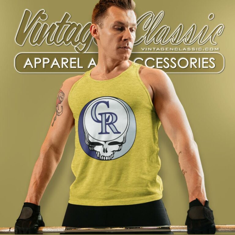 Colorado Rockies Grateful Dead Steal Your Face Tank Top Racerback Colorado Rockies Grateful Dead Steal Your Face Tank Top Racerback