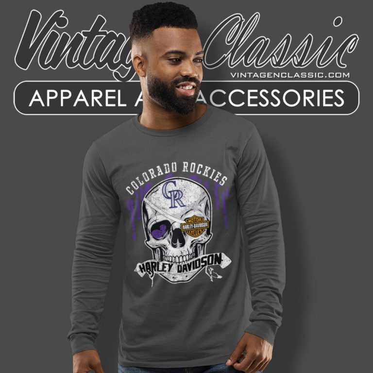 Colorado Rockies Harley Davidson Skull Long Sleeve Tee Colorado Rockies Harley Davidson Skull Long Sleeve Tee