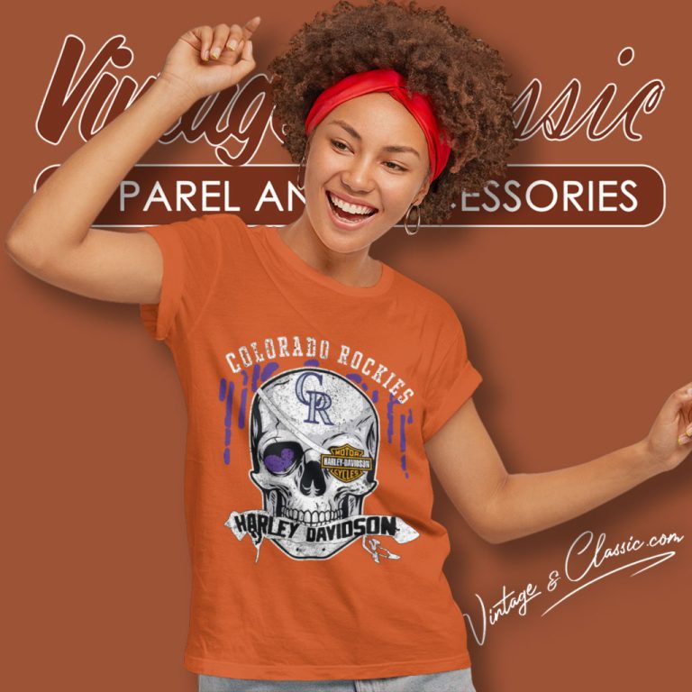 Colorado Rockies Harley Davidson Skull Women T Shirt Colorado Rockies Harley Davidson Skull Women T Shirt