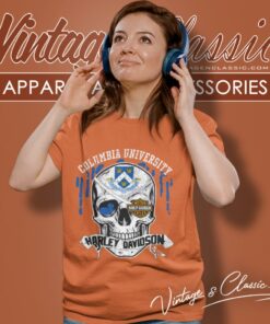 Columbia University Harley Davidson Skull Women T Shirt