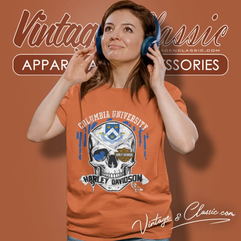 Columbia University Harley Davidson Skull Women T Shirt Columbia University Harley Davidson Skull Women T Shirt