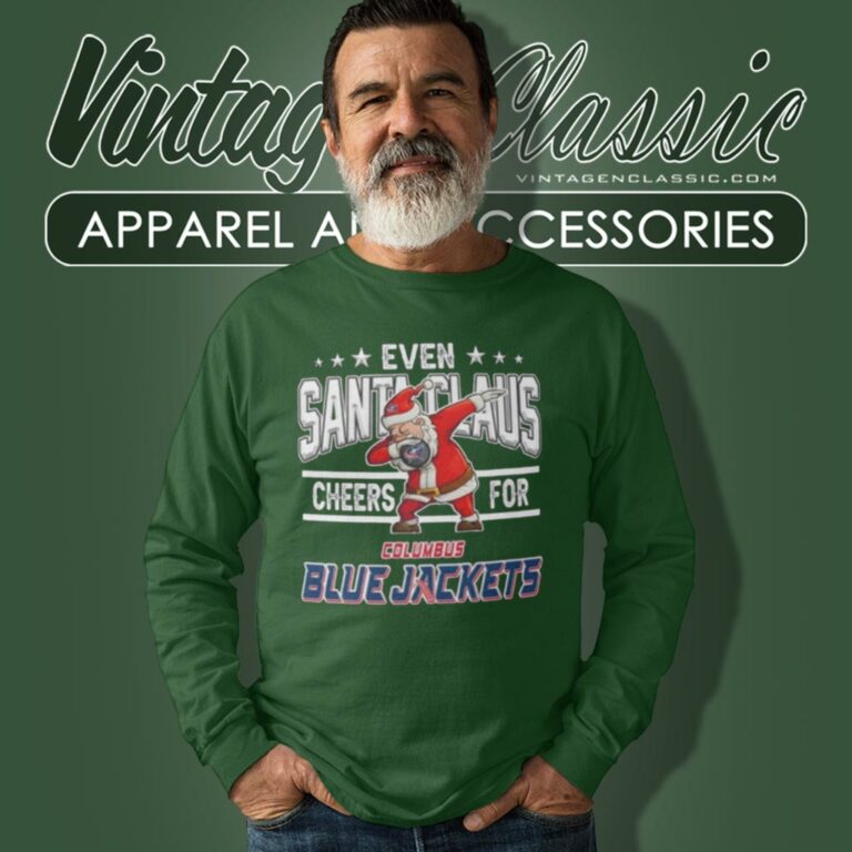 Columbus Blue Jackets Even Santa Claus Christmas Long Sleeve Tee Columbus Blue Jackets Even Santa Claus Christmas Long Sleeve Tee