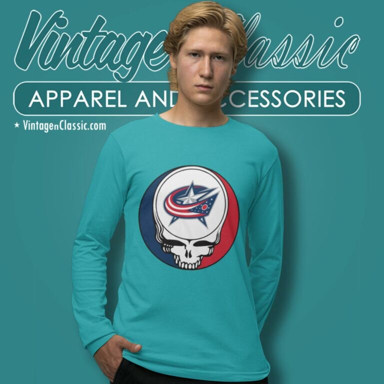 Columbus Blue Jackets Grateful Dead Steal Your Face Long Sleeve Tee Columbus Blue Jackets Grateful Dead Steal Your Face Long Sleeve Tee