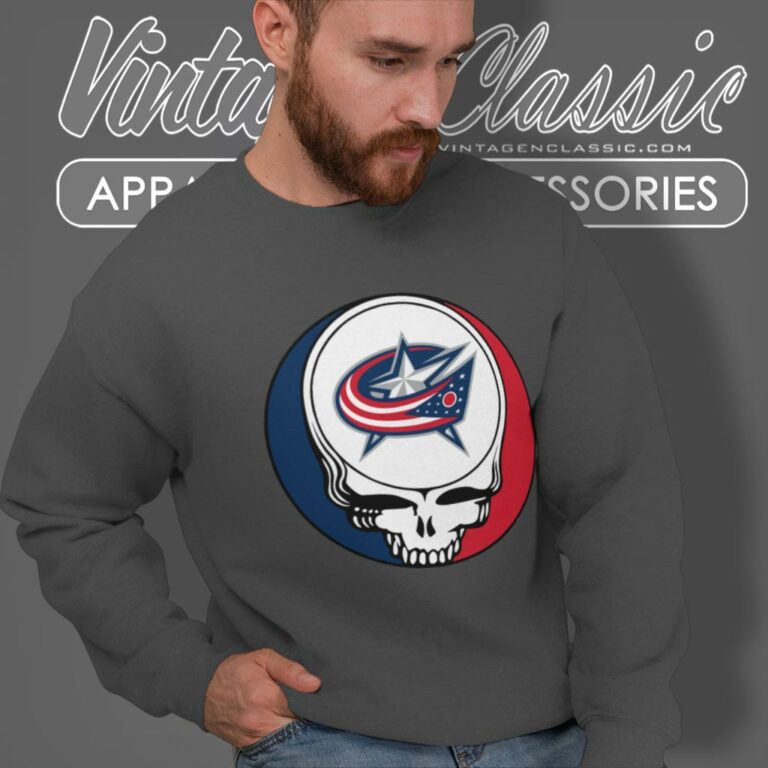 Columbus Blue Jackets Grateful Dead Steal Your Face Sweatshirt Columbus Blue Jackets Grateful Dead Steal Your Face Sweatshirt