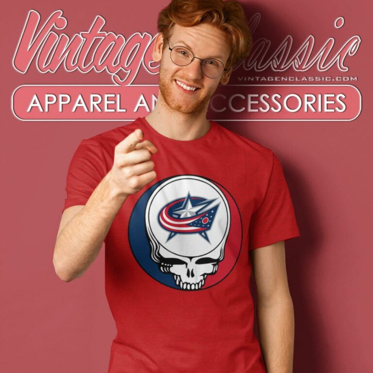 Columbus Blue Jackets Grateful Dead Steal Your Face T Shirt Columbus Blue Jackets Grateful Dead Steal Your Face T Shirt