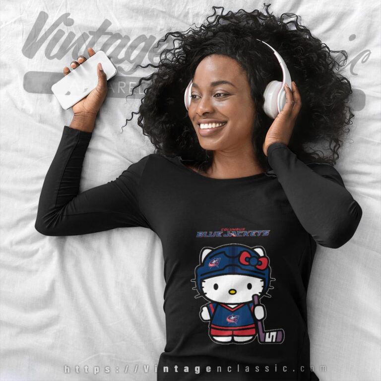 Columbus Blue Jackets Hello Kitty Shirt Long Sleeve Tee Columbus Blue Jackets Hello Kitty Shirt Long Sleeve Tee