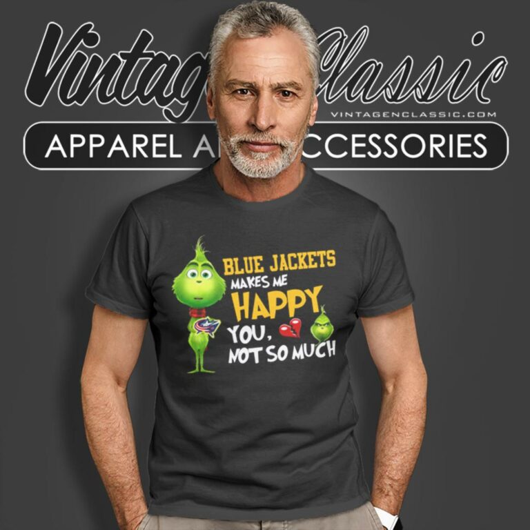 Columbus Blue Jackets Makes Me Happy You Not So Much Grinch T Shirt Columbus Blue Jackets Makes Me Happy You Not So Much Grinch T Shirt