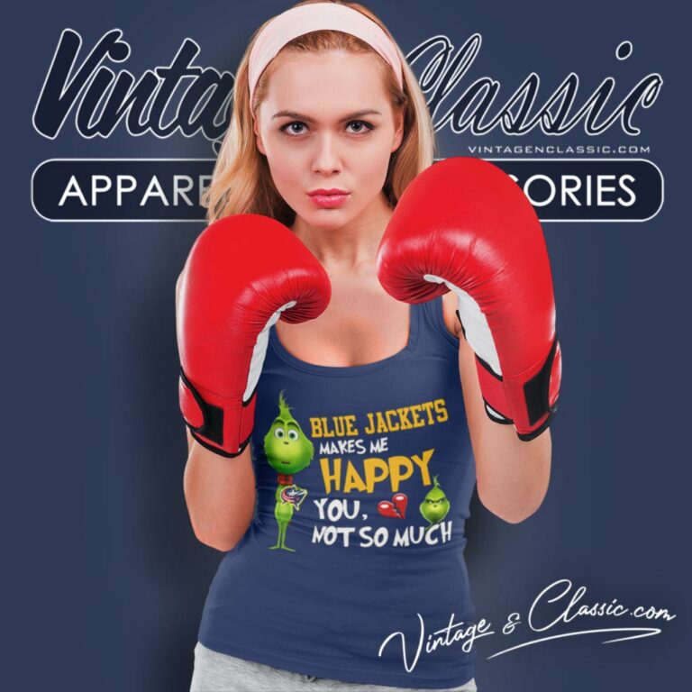 Columbus Blue Jackets Makes Me Happy You Not So Much Grinch Tank Top Racerback Columbus Blue Jackets Makes Me Happy You Not So Much Grinch Tank Top Racerback