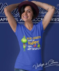 Columbus Blue Jackets Makes Me Happy You Not So Much Grinch Shirt 5 Columbus Blue Jackets Makes Me Happy You Not So Much Grinch V Neck TShirt