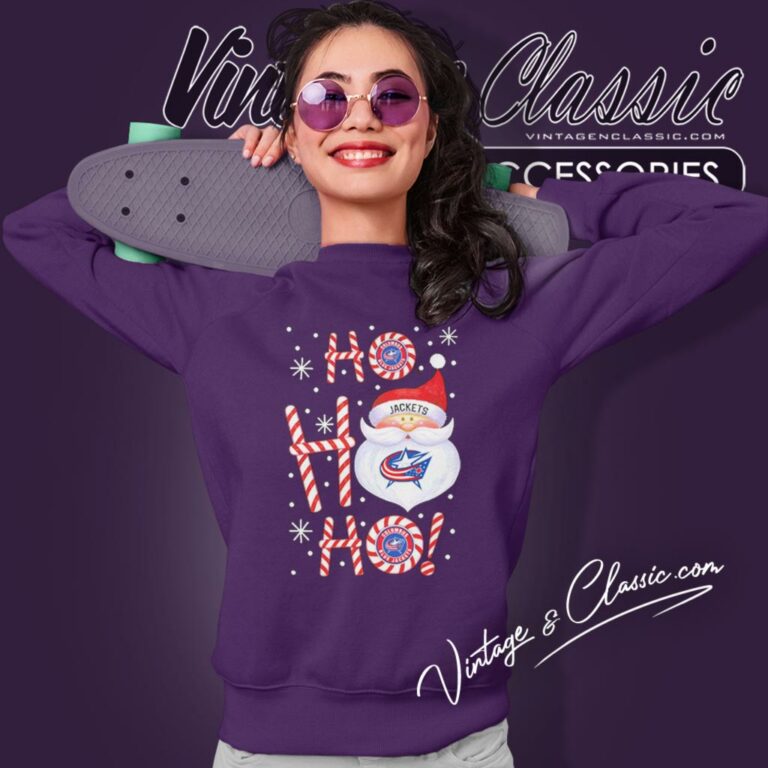 Columbus Blue Jackets Santa Claus Ho Ho Ho Christmas Sweatshirt Columbus Blue Jackets Santa Claus Ho Ho Ho Christmas Sweatshirt