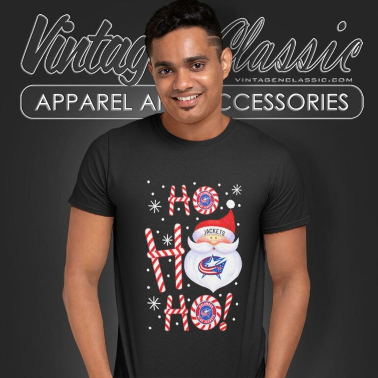 Columbus Blue Jackets Santa Claus Ho Ho Ho Christmas T Shirt Columbus Blue Jackets Santa Claus Ho Ho Ho Christmas T Shirt