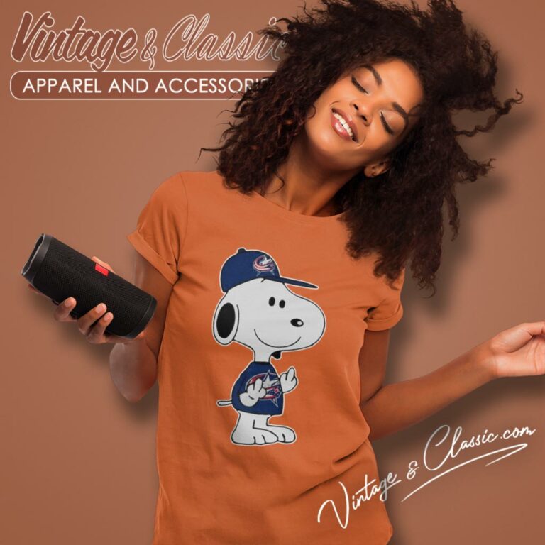 Columbus Blue Jackets Snoopy Double Middle Fingers Fck You Women T Shirt Columbus Blue Jackets Snoopy Double Middle Fingers Fck You Women T Shirt