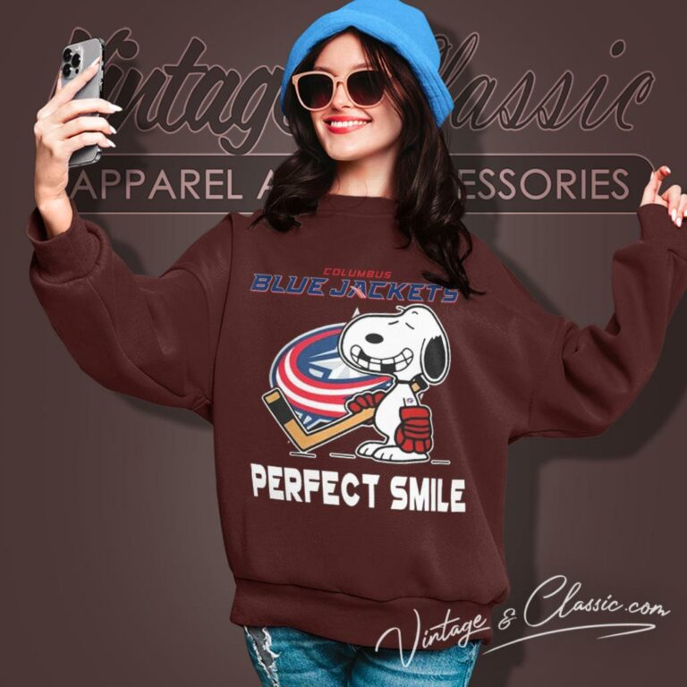 Columbus Blue Jackets Snoopy Perfect Smile Sweatshirt Columbus Blue Jackets Snoopy Perfect Smile Sweatshirt