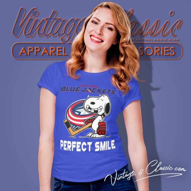 Columbus Blue Jackets Snoopy Perfect Smile Women T Shirt Columbus Blue Jackets Snoopy Perfect Smile Women T Shirt
