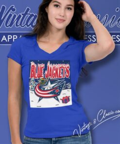 Columbus Blue Jackets Ugly Christmas V Neck TShirt