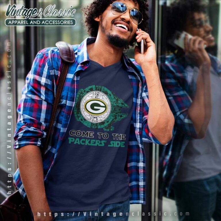 Come To The Green Bay Packers Side Star Wars Millennium Falcon V Neck TShirt Come To The Green Bay Packers Side Star Wars Millennium Falcon V Neck TShirt