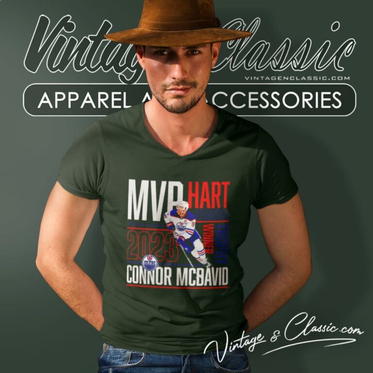 Connor Mcdavid Edmonton Oilers 2023 Hart Trophy Winner Mvp V Neck TShirt Connor Mcdavid Edmonton Oilers 2023 Hart Trophy Winner Mvp V Neck TShirt