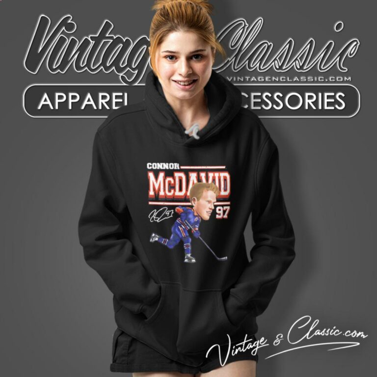 Connor Mcdavid Edmonton Oilers Cartoon Signature Hoodie Connor Mcdavid Edmonton Oilers Cartoon Signature Hoodie