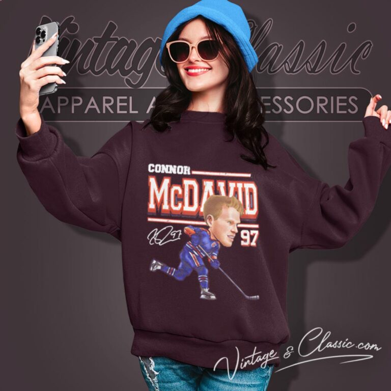 Connor Mcdavid Edmonton Oilers Cartoon Signature Sweatshirt Connor Mcdavid Edmonton Oilers Cartoon Signature Sweatshirt