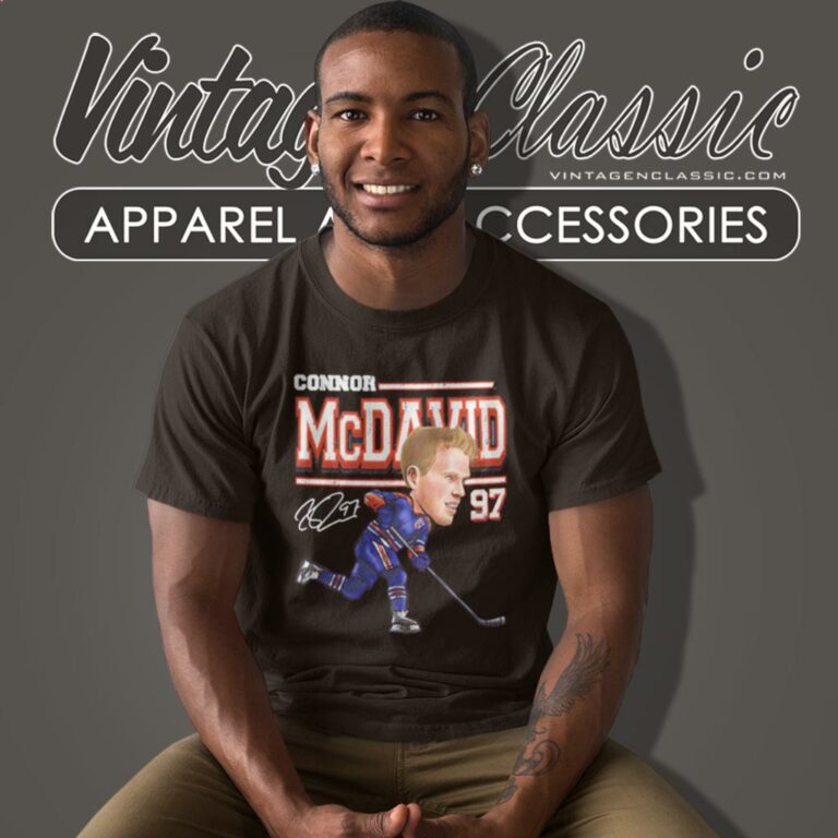 Connor Mcdavid Edmonton Oilers Cartoon Signature T Shirt Connor Mcdavid Edmonton Oilers Cartoon Signature T Shirt