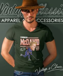 Connor Mcdavid Edmonton Oilers Cartoon Signature V Neck TShirt