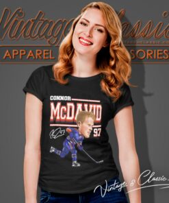 Connor Mcdavid Edmonton Oilers Cartoon Signature Women T Shirt