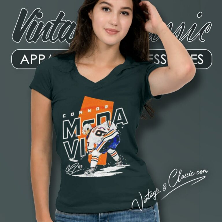 Connor Mcdavid Edmonton Oilers Number 97 Signature V Neck TShirt Connor Mcdavid Edmonton Oilers Number 97 Signature V Neck TShirt